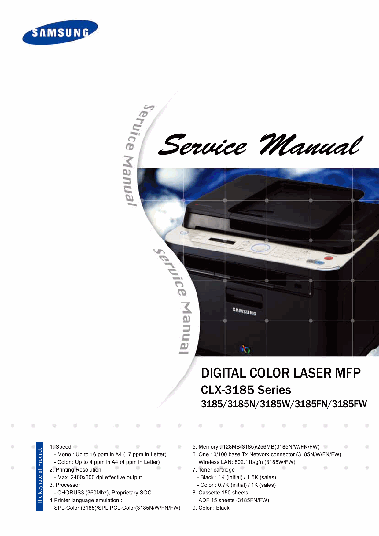 Samsung Digital-Color-Laser-MFP CLX-3185 Series N W FN FW Parts and Service Manual-1